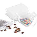 ASTER 100 Stück Organza Säckchen Kleine Organzasäckchen 7x9cm Organzabeutel Wei...