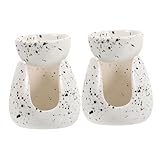 ULDIGI 2 Piezas Quemador Cerámico Aromaterapia Difusor Aceite Esencial y Portavelas Tealight Calentador Cera para Hogar y Decoración Navideña Blanca