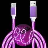 LED Micro USB Cable,6.6FT 3A Light Up Android Charger, Fast Charging Cable with Data Sync, Micro USB Cord for Android Samsung Galaxy S7 S6 S5, Note 5 and Other Android Phone Cable(Purple)