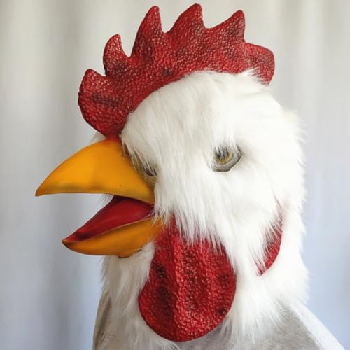 Masque de poulet blanc en latex résistant à l'usure pour carnaval