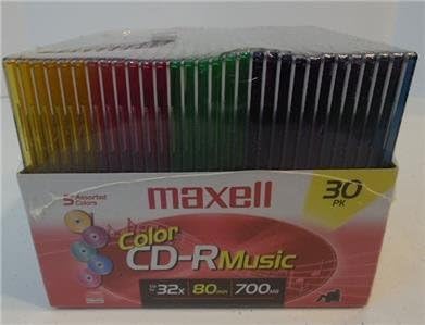 Maxell Music 32x 80 minute / 700MB CD-R - 30 Pack 5 Assorted Colors