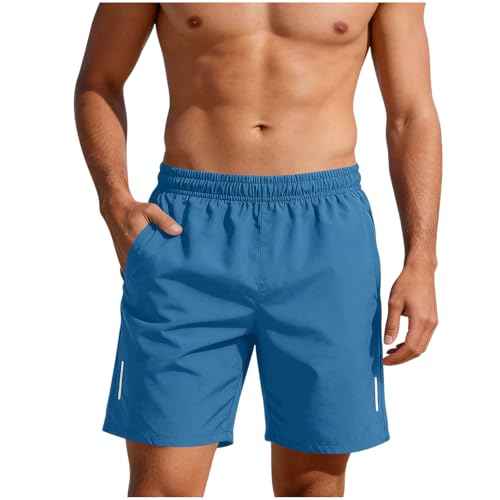 Men Quick Dry Board Shorts Big and Tall Surf Workout Gym Swim Trunks No Liner Lightweight Resort Vacation Shorts Sky Blue
