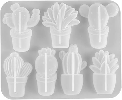 Molde de cactus para decoración de cactus, molde de resina para manualidades, molde de adorno para cactus, molde de jabón hecho a mano, molde de