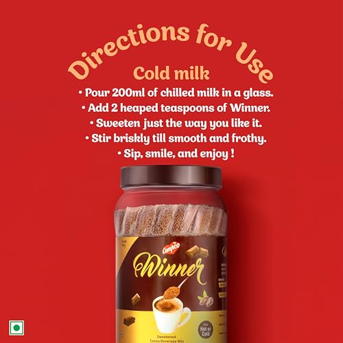 Image of Campco Winner Delicious Hot or Cold Chocolate Drink Powder Mix, 400g(Pack of 2)