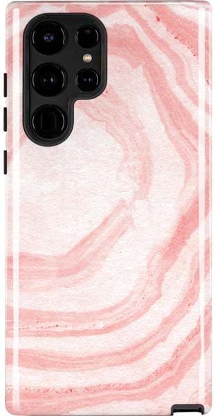 Skinit Pro Phone Case Compatible with Galaxy S22 Ultra - Pink Marble Design