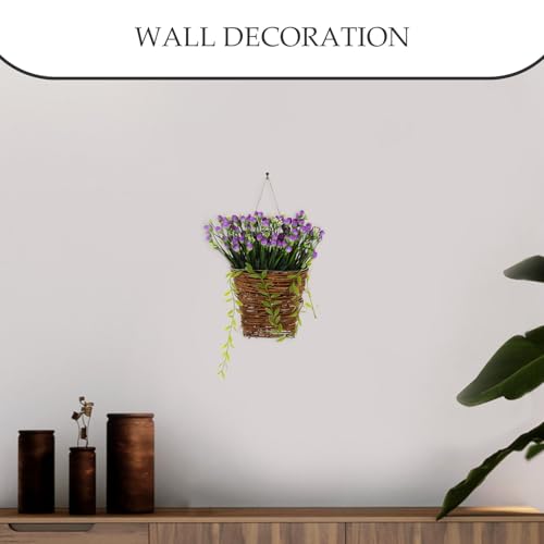 Cesta colgante resistente a deformaciones con flores de seda artificiales 5