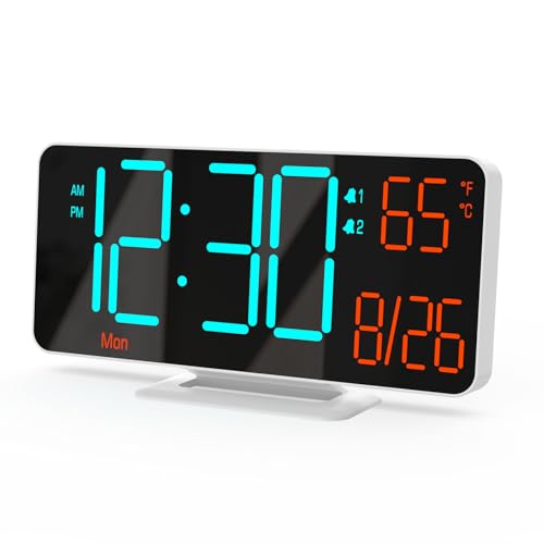 KOSUMOSU Desk Clock 6.7in โ Auto Dimming LED Clock