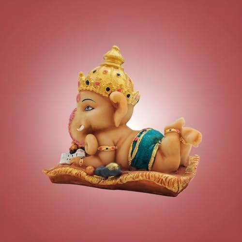 Image of YASHONIDHI Lord Ganpati Reading Book, Studying Bal Ganesha Cute Statue, Made of Resin, for Pooja Room, Living Room, Study Room, Home and Office Decoration, Showpiece for Gift Purpose