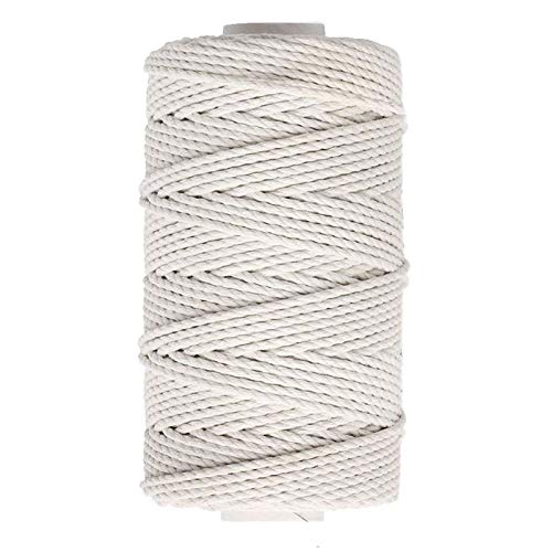 Bearals Macrame Cord 3mm x 218Yards Natural Cotton Macrame Rope 4 Strand Twisted Soft Cotton Cord for Handmade Wall Hanging, Plant Hanger, DIY Craft Making and Decorative Projects