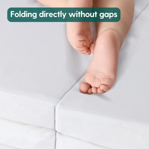 Babelio Pack N Play Mattress Pad 38" X 26", Quatro-Fold Mini Crib Mattress, Portable Foldable Pack And Play Mattress/Baby Play Mat/Playpen Mattress 3 In 1 (Travel Bag Included) #TOP7