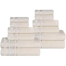 Superior Cotton 12 Piece Towel Set, Plush Soft Absorbent Towels, Bathroom Essentials, Shower, Spa, Luxury, Fluffy, Quick Dry, 4 Bath, 4 Hand, 4 Washcloth/Face Towels, Hays Collection, Ivory
