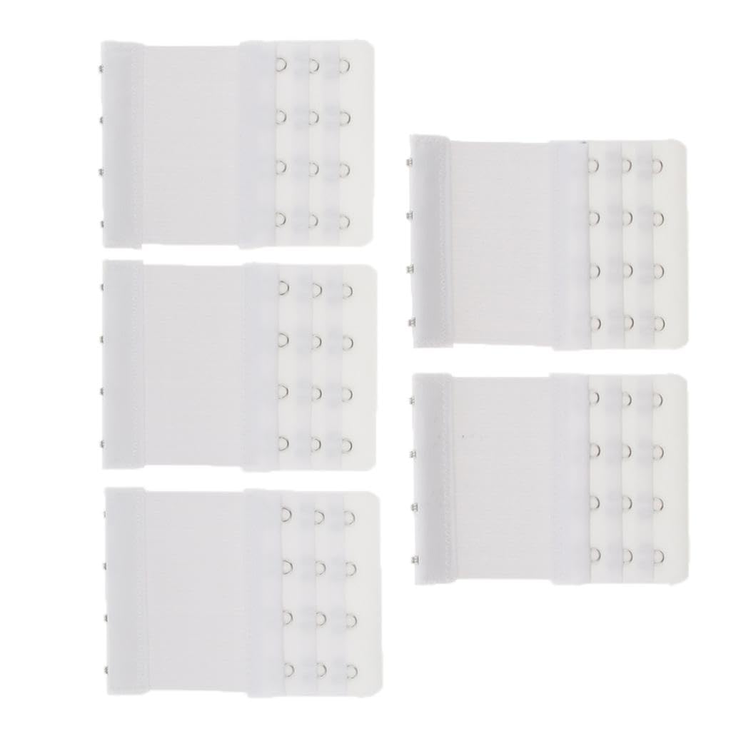 snappsy 5Pack Womens Bra Extender 4 Hook 3 Rows Bra Extension Underwear Straps White-picture-41
