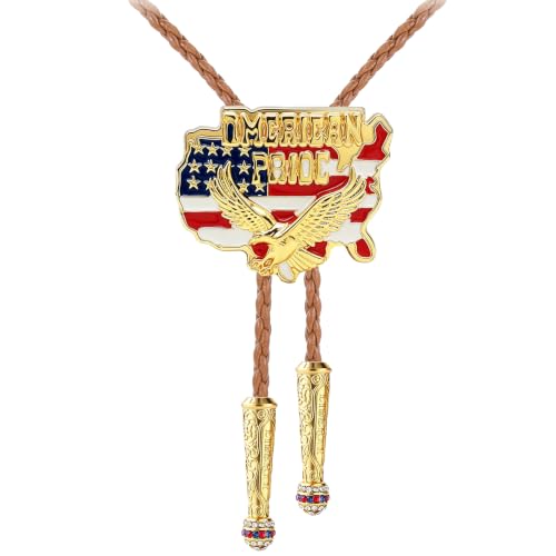 Image of GelConnie Bolo Ties for Men Women Western Cowboy Tie Mens Western Necklace Leather Necktie Gold Bolero Tie Cowboy Necklace