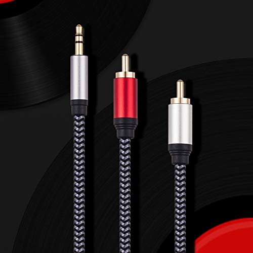 3.5mm to RCA Audio Cable, Morelecs Nylon-Braided 3.5mm to 2RCA Audio Auxiliary Stereo Y Splitter Cable, Double-Shielded, Heavy Duty 3.5mm Male to 2 RCA Male Stereo Audio Adapter Cable - 20 Feet
