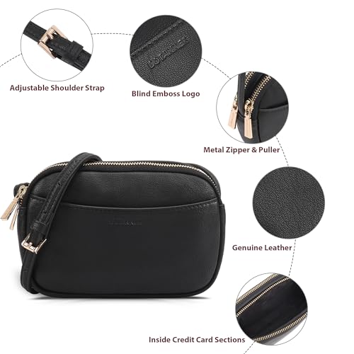 Genuine Leather Double Zipper Small Crossbody Bag for Women with an Adjustable Strap4