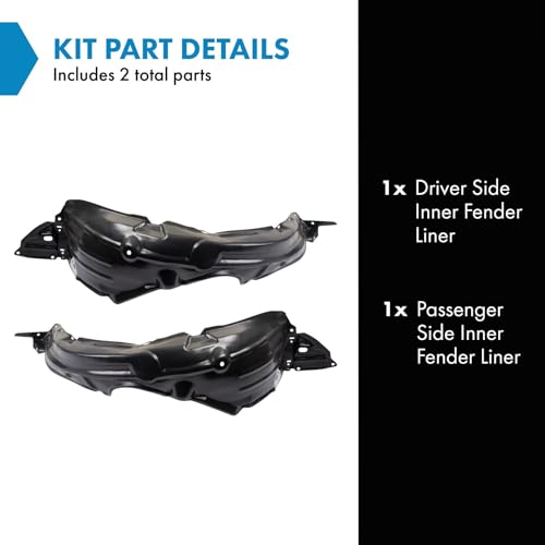 Image of TRQ Inner Fender Liner Set Compatible with 2012-2014 Toyota Prius V TO1248181 TO1249179