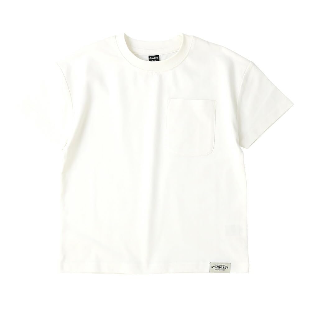 [GrinLab] [グリンラボ] キッズ Tシャツ ポケット 半袖 制菌 防臭 清潔 ナノファイン ポケT 男の子 女の子 無地 天竺 抗菌 部屋干し
