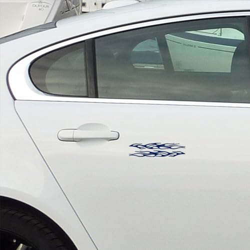 Image of Flame Stripe Racing 4 (Navy Blue) (Set of 2) Premium Waterproof Vinyl Decal Stickers for Laptop Phone Accessory Helmet Car Window Bumper Mug Tuber Cup Door Wall Decoration