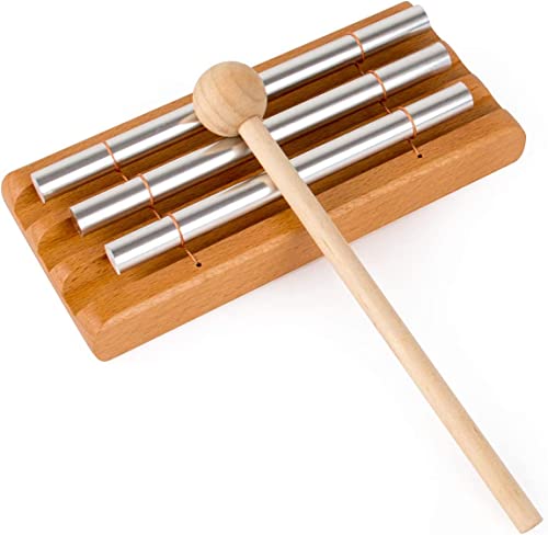 Meditation Chime with Mallet, Energy Chime for Meditation and Classroom, Mindfulness Trio Hand Bell, Music Classroom Supplies Teacher Tools, Percussion Instrument Meditation Bell Hand Chime (3TONE)
