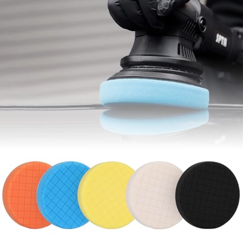 Image of Serplex 5pcs Buffing Polishing Pads for 15cm Backing Plate,Backing Plate Compound Buffing Sponge Pads Cutting Polishing Pad Kit Car Polishing&Buffing Sponge Pads Kit for Polishing and Waxing,Assorted