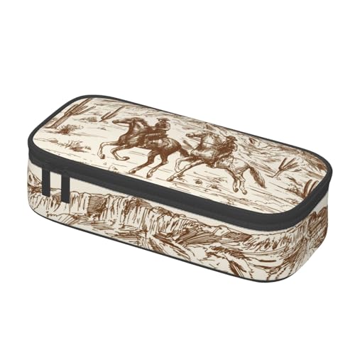 Image of Western Vintage Desert Cactus Cowboy Pencil Case Organizer Big Capacity Pencil Pouch Stationery With Zipper School Supplies Pencil Bag For Girls Boys Office, j56tsd