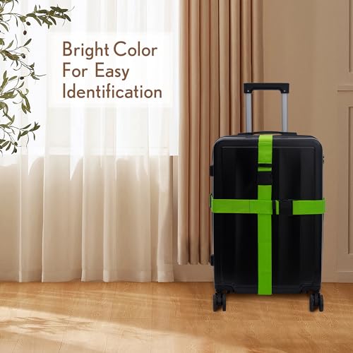 Sangles de bagages réglables vertes lot de 4 pour valises de 50 à 86 cm