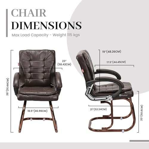 Image of GOYALSON Deluxe Cushioned Office Home Study Chair with Chrome Durable Frame and Cushioned seat Back (4, Coffee, Copper Coated Double Pipe Frame)