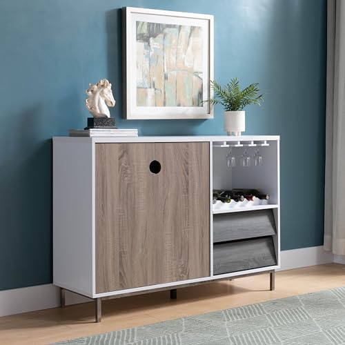 ID USA 213037 Wine Cabinet White & Dark Taupe &