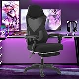 Cadeira de Escritório Fox Racer Design Estilo Gamer Tecido Respirável Design Ergonômico (Preto)