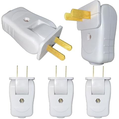 15 Amp Electrical Replacement Plug 2 Prong for Lamp, 2P 2W Straight Blade or Angle Plug, Light Duty, Non-Polarized, 125V Male Power Plug for Small Appliances, Power Strips and Lamps, 5-Pack Cover