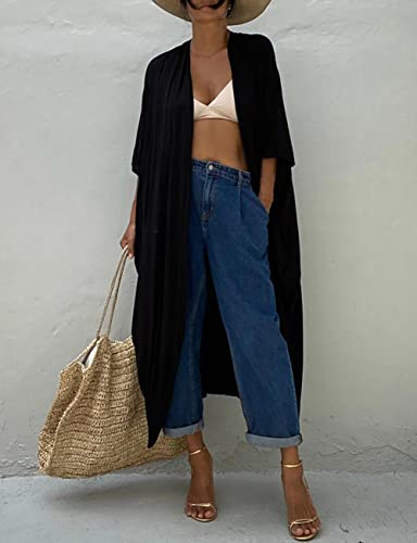 Image of Bsubseach Stylish Tie Dye Open Front Long Kimono Swimsuit Coverup for Women | Loose Fit Boho Style Bathing Suits Cardigans,Summer Causal Resort Wear