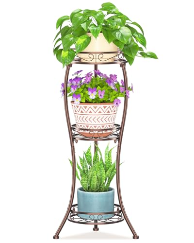 LASZOLA Bronze 3 Tier Tall Plant Stand for Indoor Outdoor,