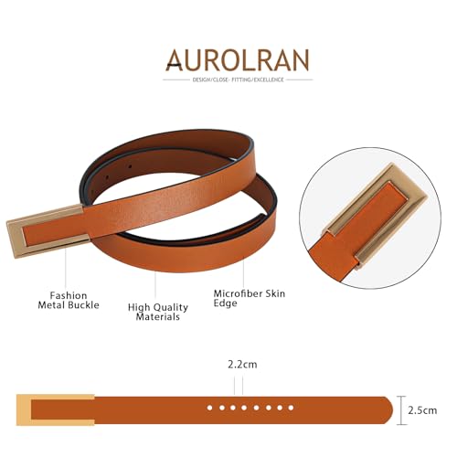 Image of Women's Fashion Classic Metal Buckle Leather Belt with Jeans Dress