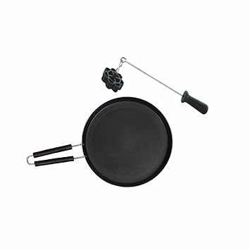 FLORA AND CO Non Induction Base Aluminium Non Stick 3mm Width Flat Tawa Cookware with Achu Murukku Rose Cookie Maker Mould Free, Home Ware
