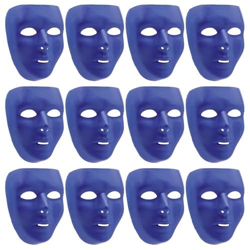 Blue Plastic Full Face Masks - 6.25