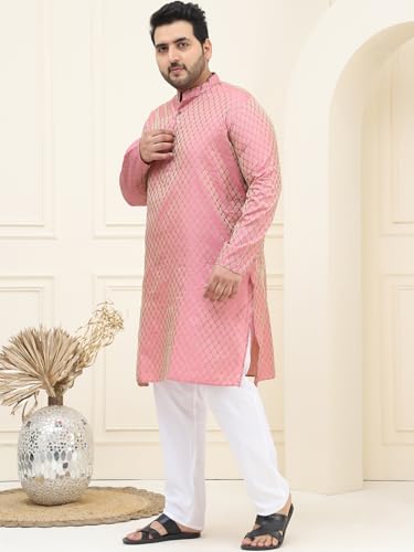 Image of SOJANYA PLUS (Since 1958) Men's Jacquard Silk Self design Kurta & Off-White Pyjama Set