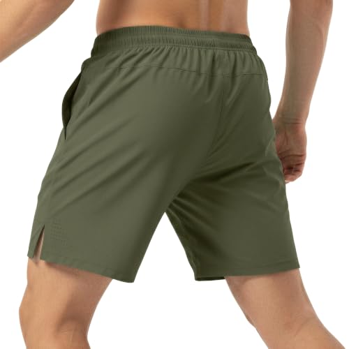 Yufawow 7 Inch Men Swim Trunks Gym Shorts with Mesh Liner Zipper Pocket Quick Dry Breathable for Workout Runing Beach Pool