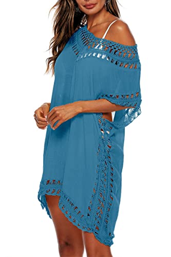 Image of Adisputent Womens Swimsuits Cover Ups Crochet Chiffon Beach Cover Bathing Suit Bikini Wear Coverups Dress