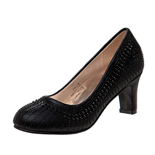 Badgley Mischka Girls Dress Shoes - Kids High Heels Closed Toe Slip On Pumps - Black (2 Big Kid) #TOP27