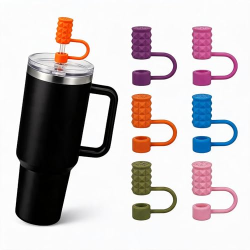 Image of BTYHAOS Straw Covers, Dust Proof Straw Toppers Fit Stanley 30 40oz Tumbler | Reusable Food-Grade Silicone Straw Covers Cap for Most 10mm Reusable Straw