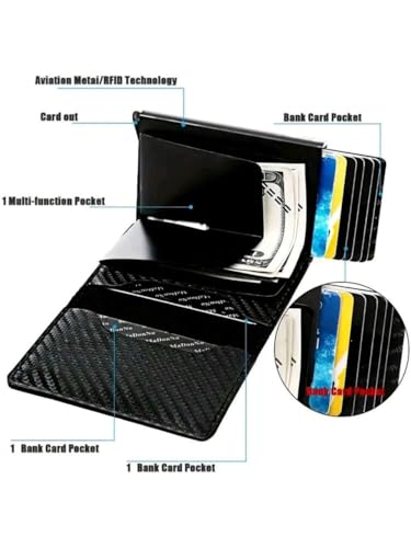 Cartera Minimalista Hombre RFID – Fibra de Carbono, Tarjetero Delgado y Elegante con Bloqueo Antirrobo para 10+ Tarjetas y Dinero4