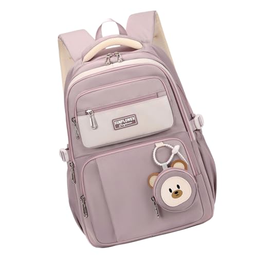 Sac à dos violet pour femme tendance avec pendentif en peluche chic