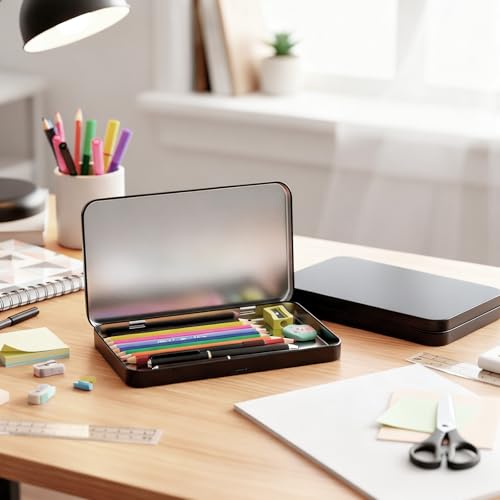 Image of Geiserailie 20 Pack Rectangular Metal Tin Box with Lid Metal Hinged Lid Tin Mini Paint Storage Box Empty Container Storage for Watercolor Jewelry Pen Candy Craft Organizer 7.0 x 4.2 x 0.6'' (Black)
