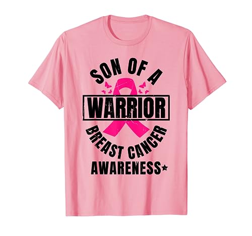 Cinta rosa de concienciación sobre el cáncer de mama Son Of A Warrior Camiseta
