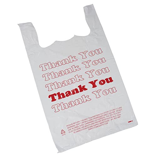 Sswbasics Large Plastic Thank You Bags (T-Shirt Bags) 18"X8"X30" - Case Of 500 #TOP4