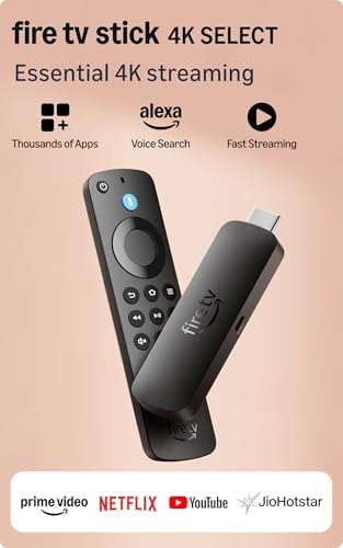 Image of Amazon Fire TV Stick 4K Select (newest model), start streaming in 4K, Alexa voice search, stream lakhs of movies & episodes, free and live TV