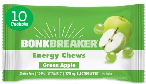 Bonk Breaker Energy Chews Dairy-Free Gluten-Free Ingredients to Provide Quick Energy and Focus 1 Box of 10 Packets Green Apple