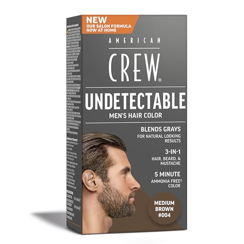 American Crew Undetectable Men's Hair Color |Medium Brown Demi-Permanent Hair Dye | Natural-Looking Gray Coverage for Men, 004 Medium Brown, 1 pack