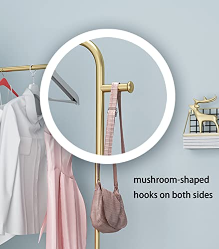 Garment Rack With Mirror Clothes Rack Clothes Organizer With Hooks And Storage Shelf Heavy Duty Sturdy Metal Clothing Coat Rack For Hanging Clothes Display And Storage (Color : Gold, Size : 120Cm/47 #TOP3