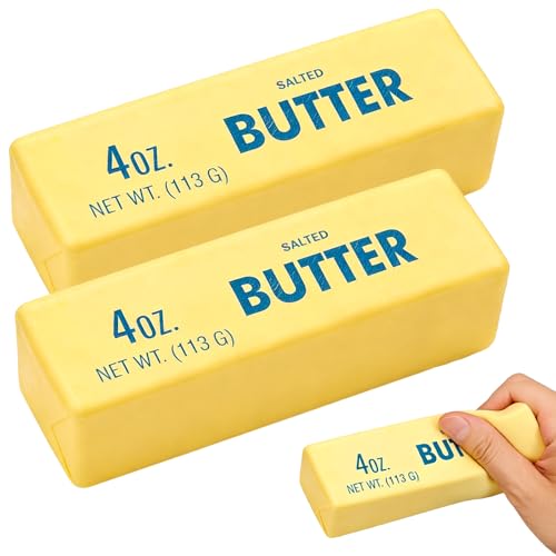 Dexspoeny 2 Pcs Slow Rising Butter Squishy, Slow Rebound Cute Butter Stress Balls, Stress Relief & Fidget Toys, Sensory Realistic Soft Squeeze Butters Toy for Anxiety Relaxation Party Favor Gift